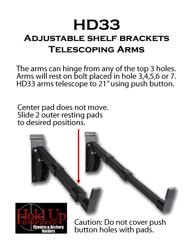Hold Up Displays Adjustable Angle Slatwall Shelf Brackets Telescoping Arms - HD33 Installation Guide
