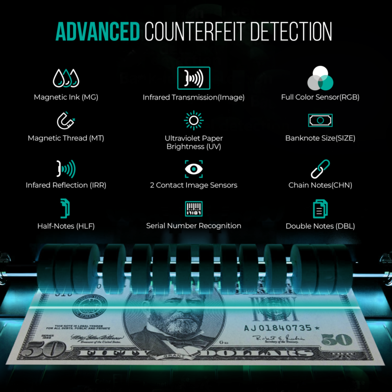 Kolibri KBR-1500 1-Pocket Mixed Bill Counter, Sorter, &amp; Reader Advanced Counterfeit Detection