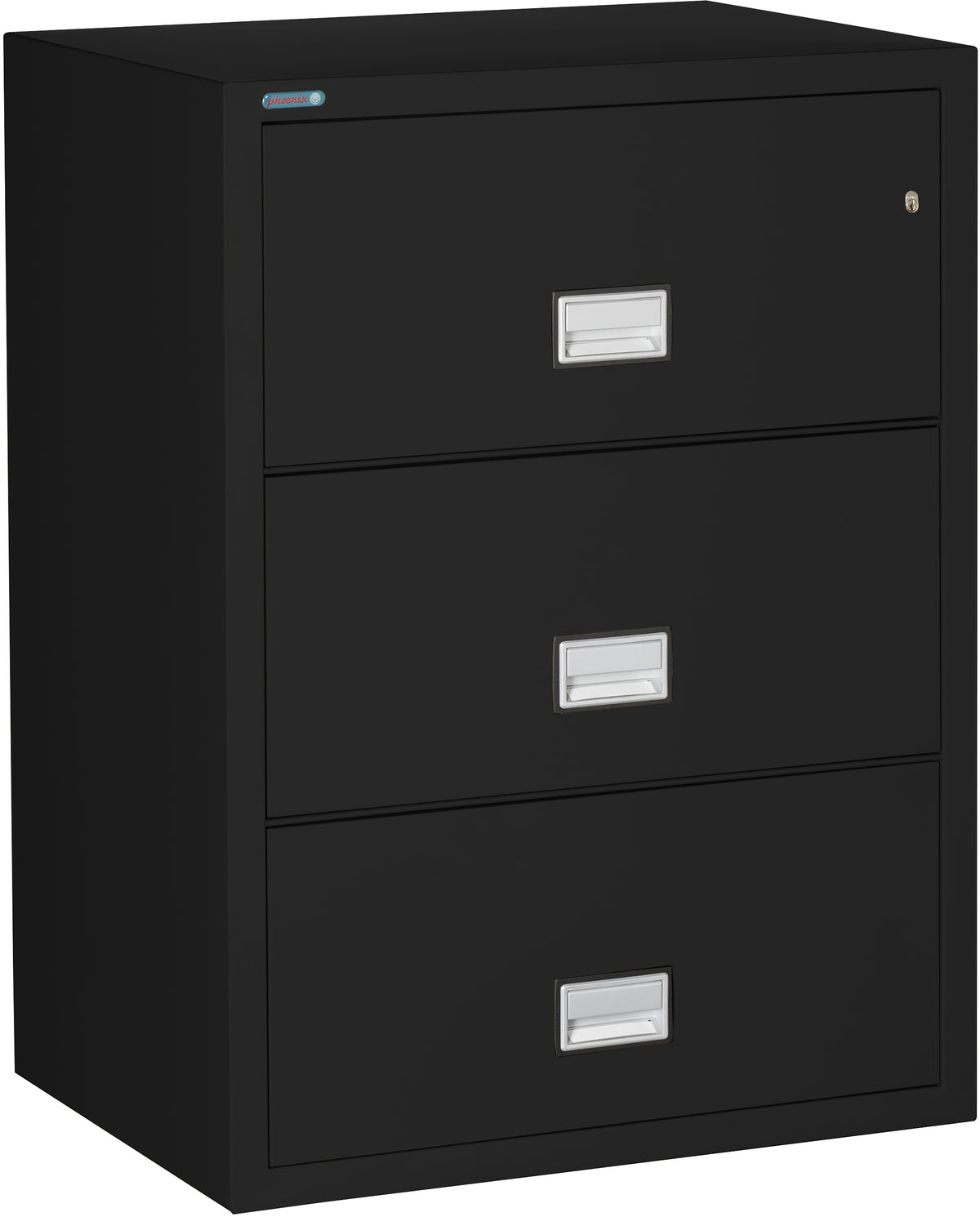 Phoenix Safe LAT3W31 31&quot; 3 Drawer Lateral Size Fire File Cabinet Black