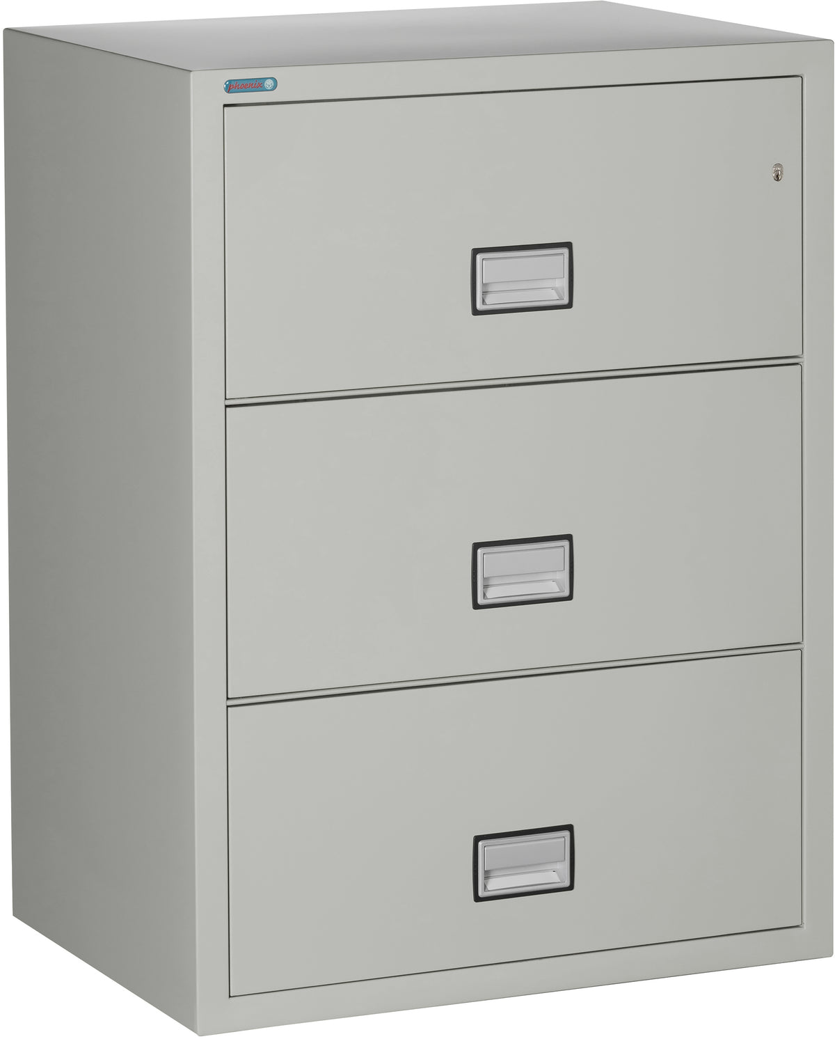 Phoenix Safe LAT3W31 31&quot; 3 Drawer Lateral Size Fire File Cabinet Light Gray