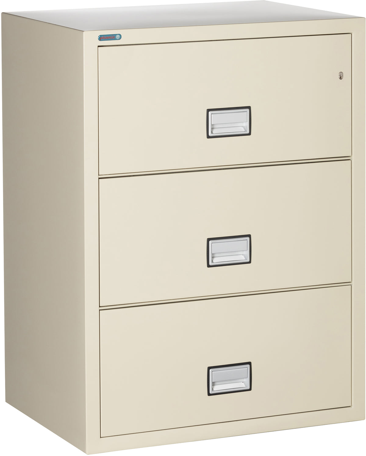Phoenix Safe LAT3W31 31&quot; 3 Drawer Lateral Size Fire File Cabinet Putty