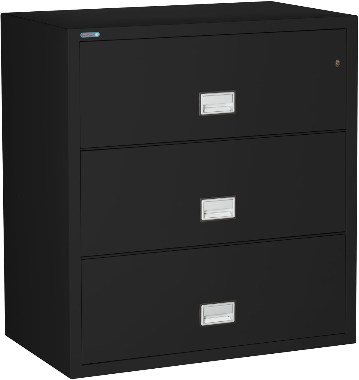 Phoenix Safe LAT3W38 38&quot; 3 Drawer Lateral Size Fire File Cabinet Black