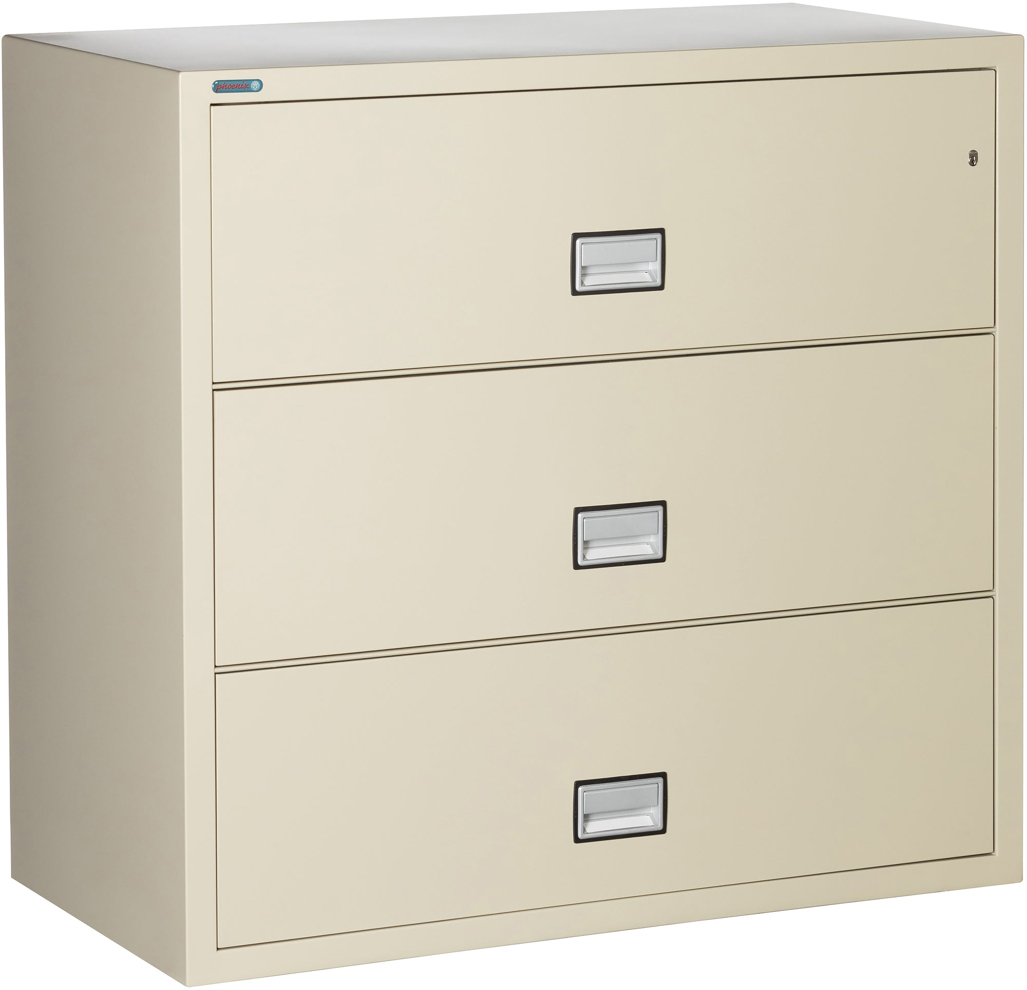 Phoenix Safe LAT3W44 44" 3 Drawer Lateral Size Fire File Cabinet Putty