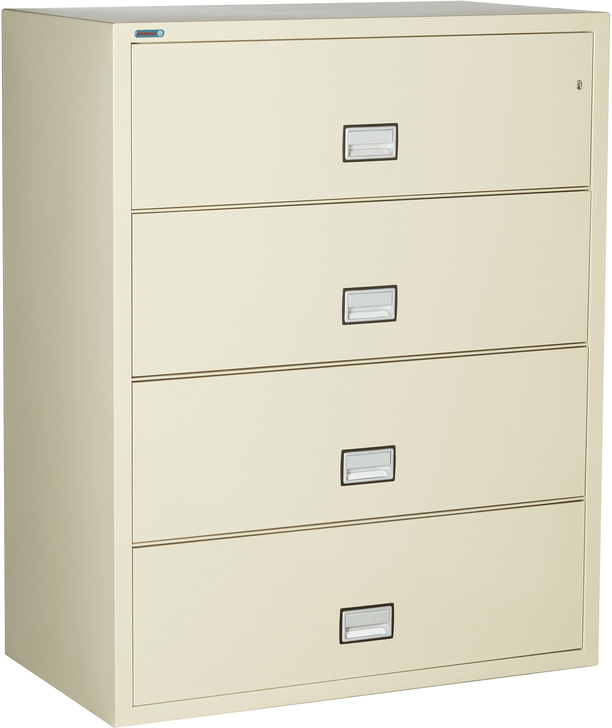 Phoenix Safe LAT4W44 44" 4 Drawer Lateral Size Fire File Cabinet Putty