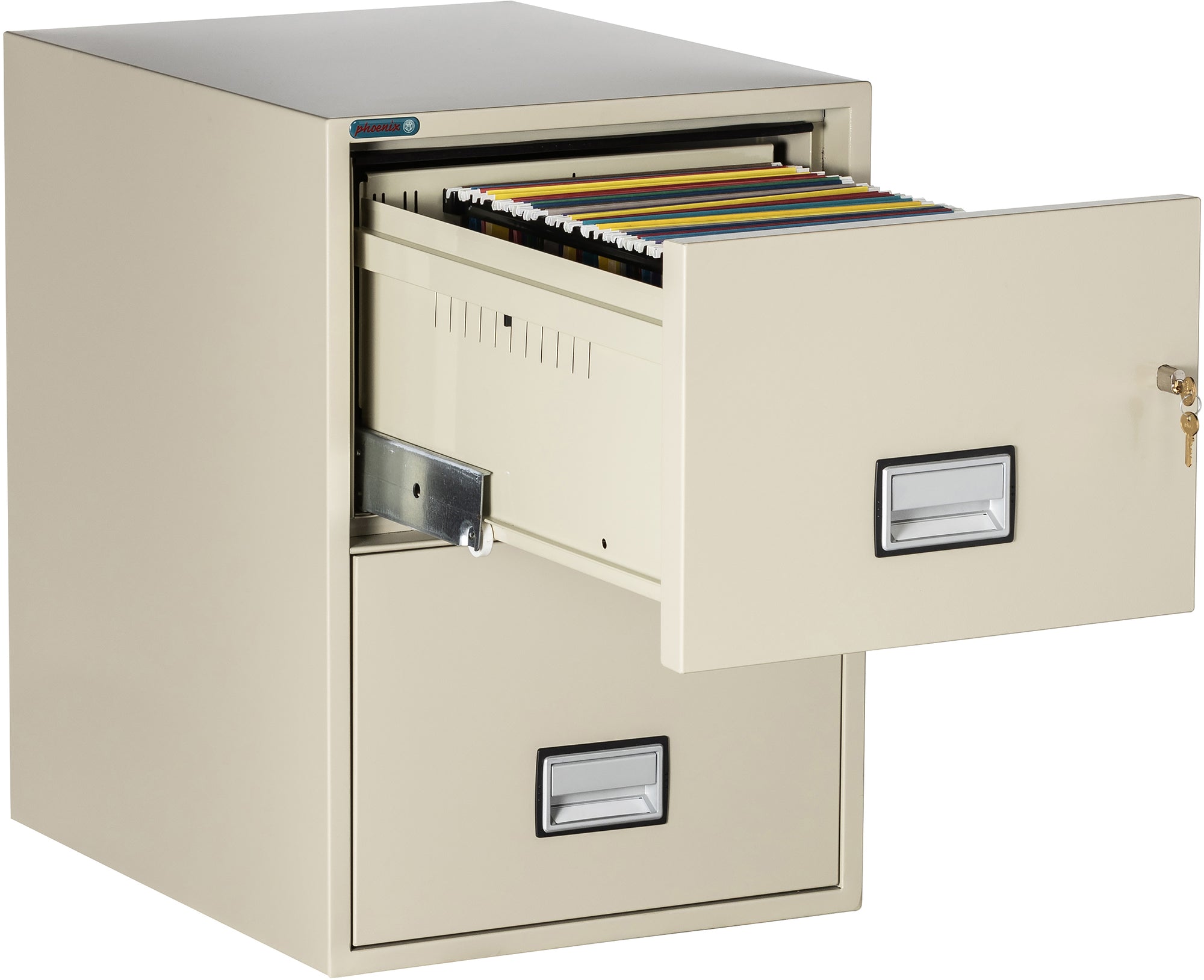 Phoenix Safe LGL2W25 25 inch 2 Drawer Legal Size Fire File Cabinet Putty