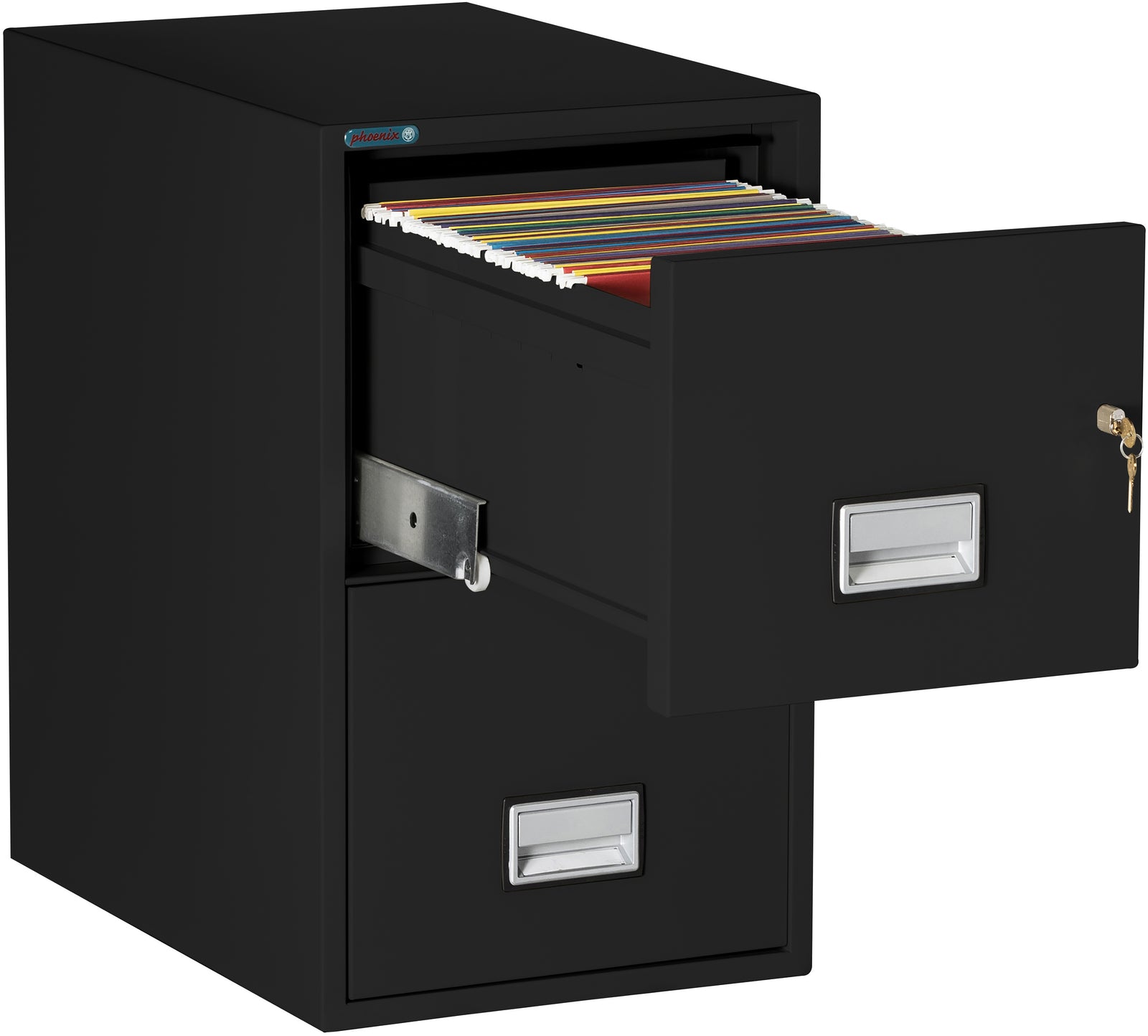 Phoenix Safe LTR2W25 25 inch 2 Drawer Letter Vertical Fire File Cabinet Black
