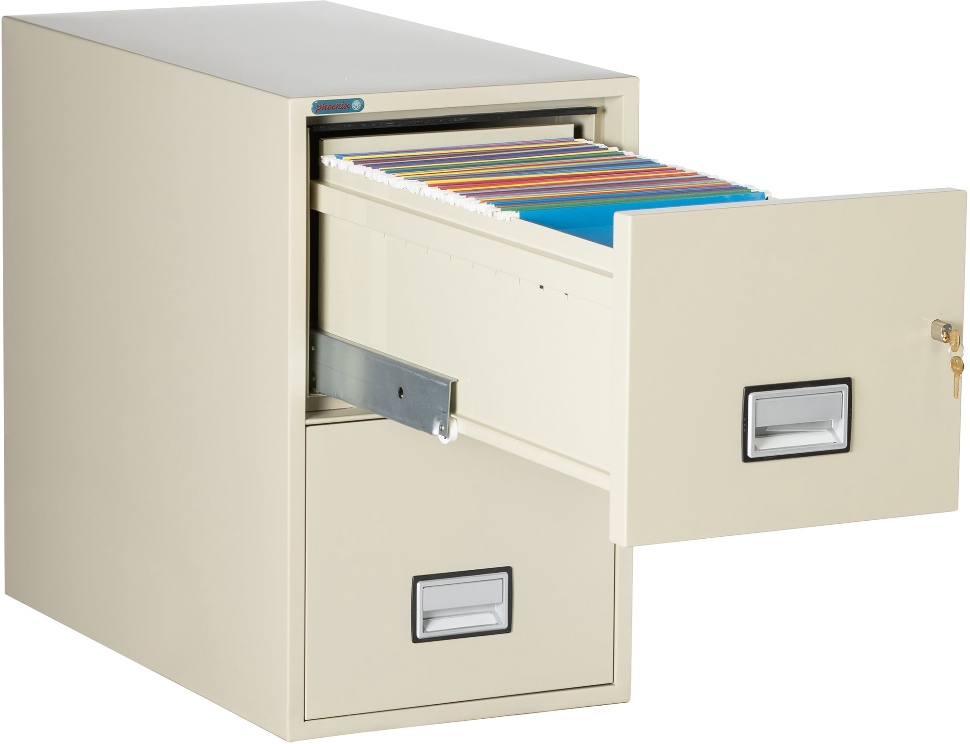 Phoenix Safe LTR2W31 31" 2 Drawer Letter Vertical Fire File Cabinet Putty