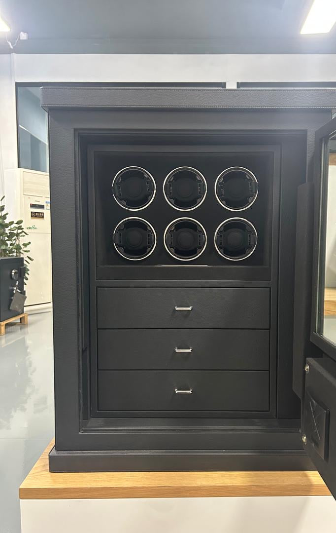 JB Watch Winder & Jewelry Safe 3 Jewelry Drawers & 6 Watch Winders