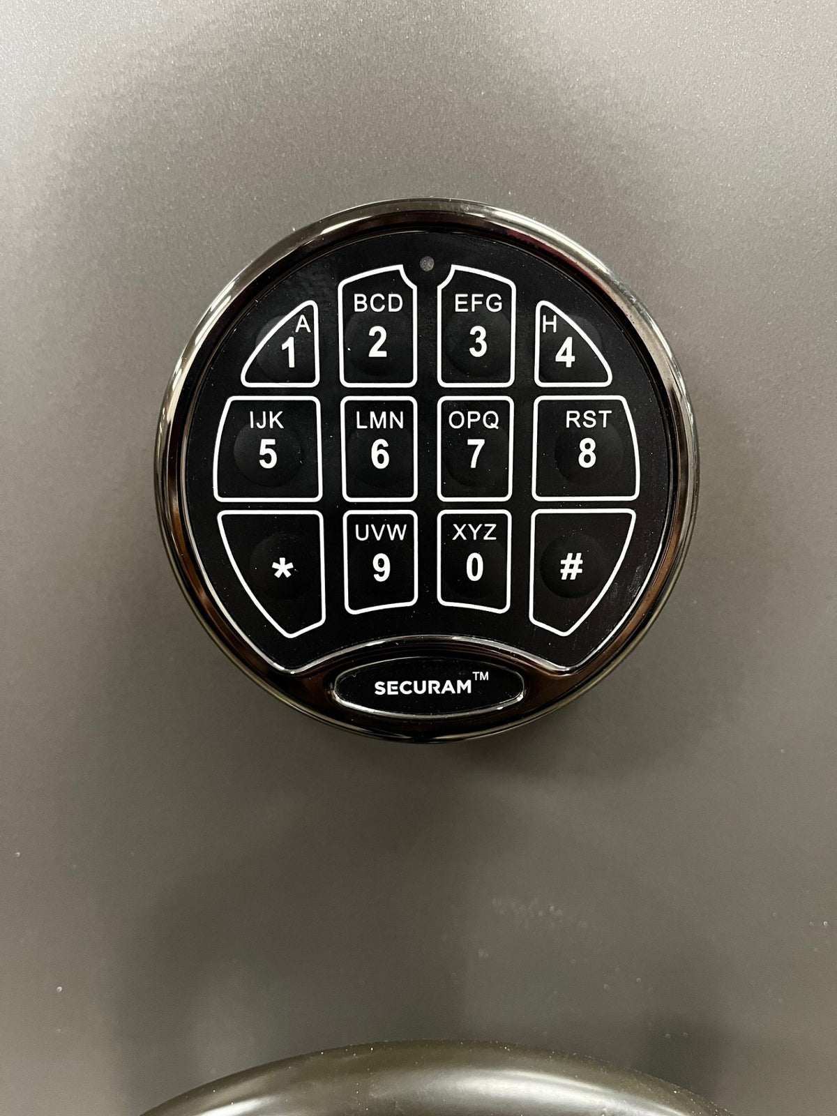 Close-up of the digital electronic lock. 