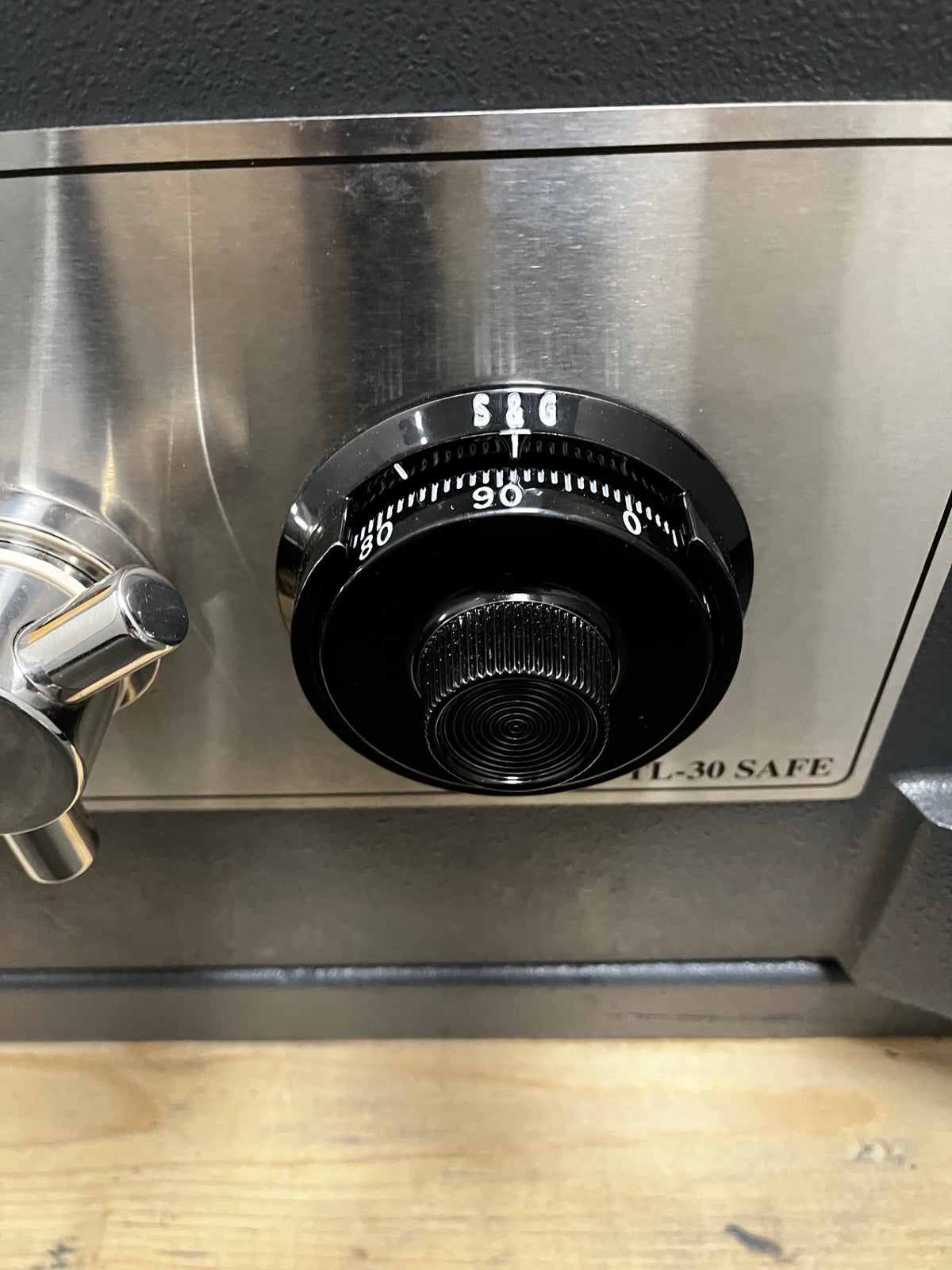 Close-up of the mechanical dial lock. The dial lock is a Group R1 lock. 