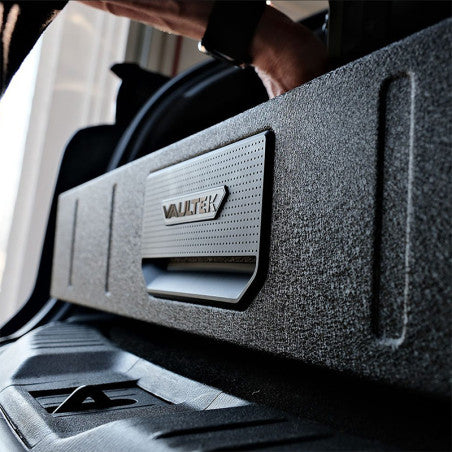 Vaultek ViSSN RS Slider Under Bed Safe Closed in back of vehicle