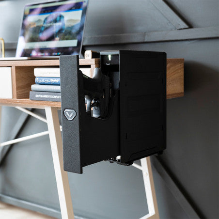 Vaultek SL2e Essentials Slider Handgun Safe Mounted to Desk