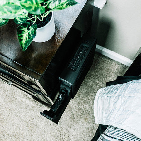 Vaultek SL2e Essentials Slider Handgun Safe Mounted to Desk 2