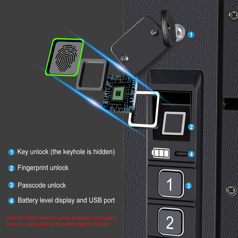 Langger LAWS008 Biometric Wall Safe Entry Methods