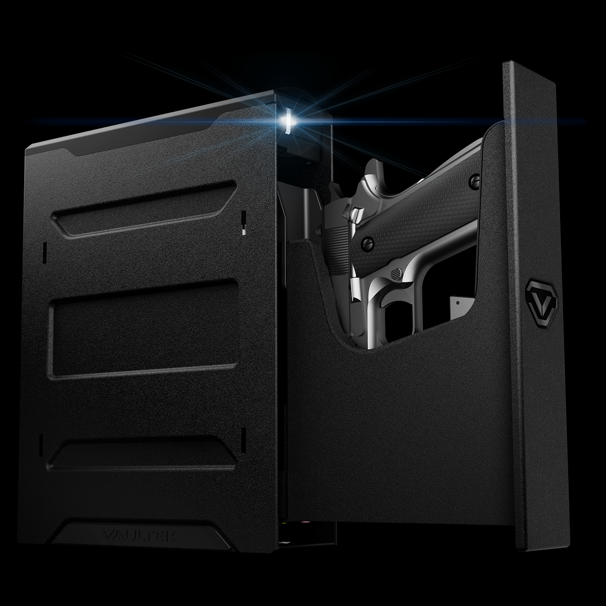 Vaultek SR20i Colion Noir Edition Biometric &amp; Bluetooth 2.0 Slider Handgun Safe Open with Pistol