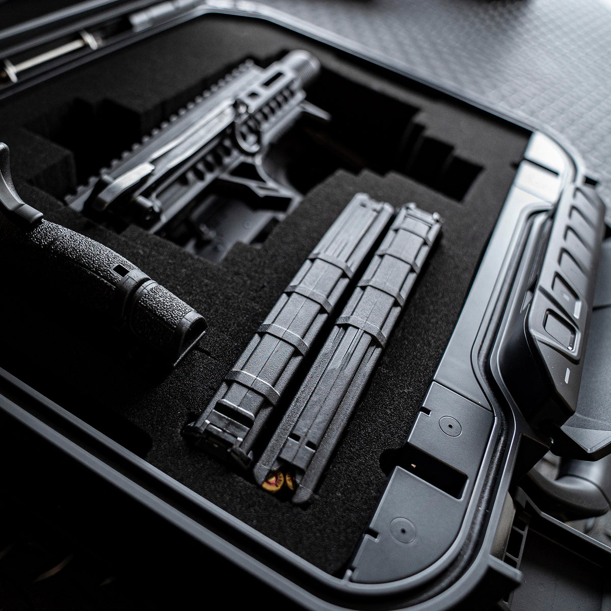 Vaultek Lifepod XT1i High Capacity Weather Resistant Firearm Case with Pluck Foam Open 2 Titanium Gray