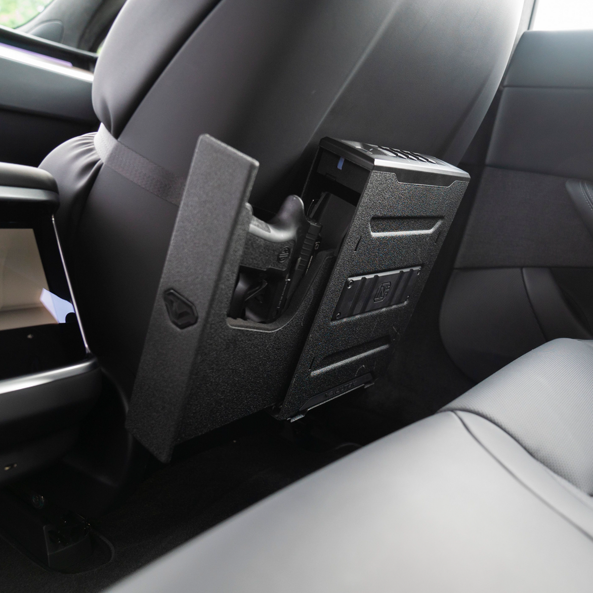 Vaultek SR20i Colion Noir Edition Biometric &amp; Bluetooth 2.0 Slider Handgun Safe Mounted behind seat