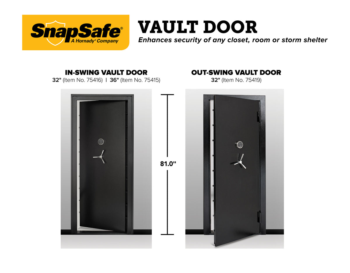 SnapSafe 75416 Vault Room Door 32&quot; - Inswing Infographic