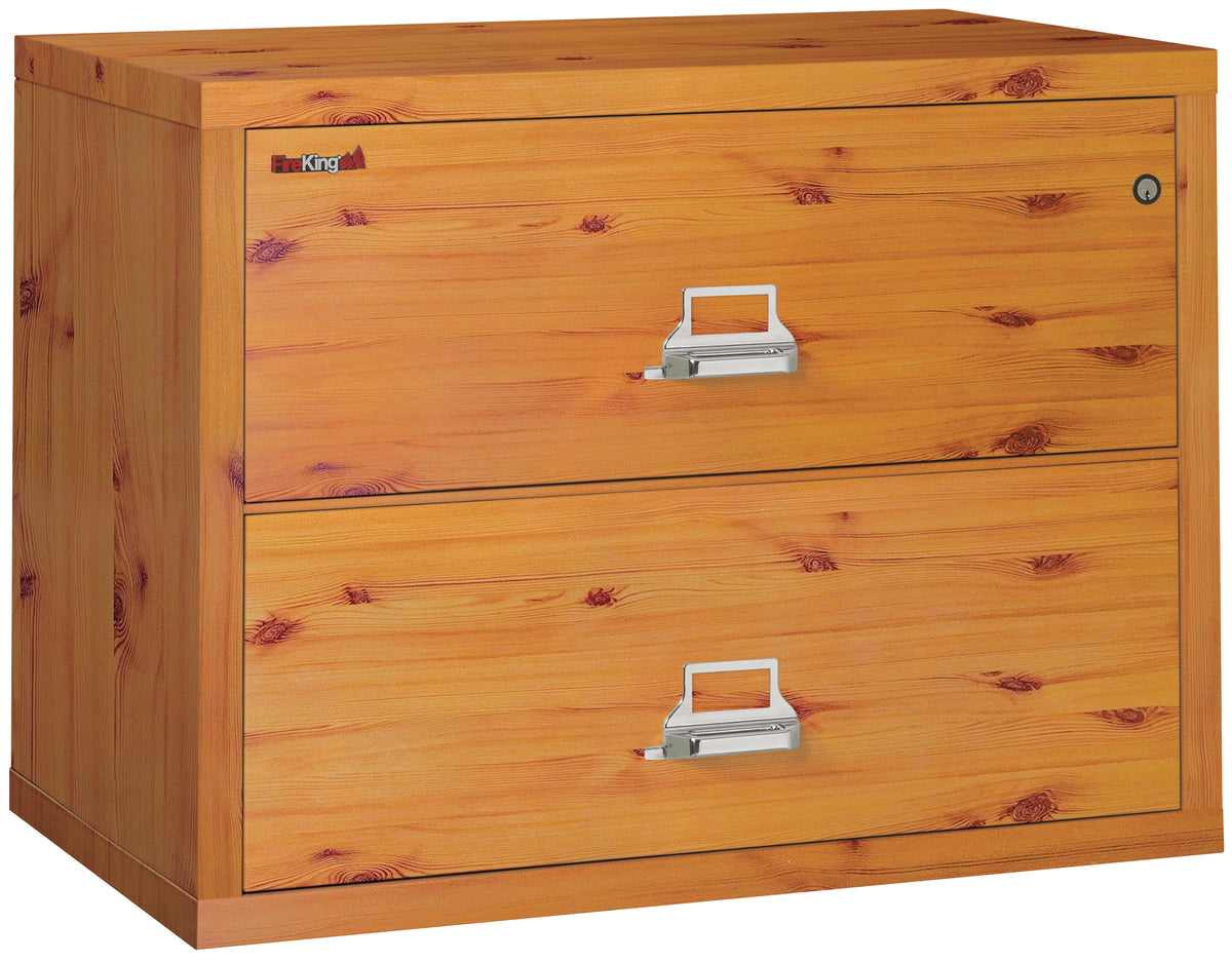 FireKing 2-3822-C Premium Designer Two Drawer 38&quot; W Lateral Fire File Cabinet Knotty Pine