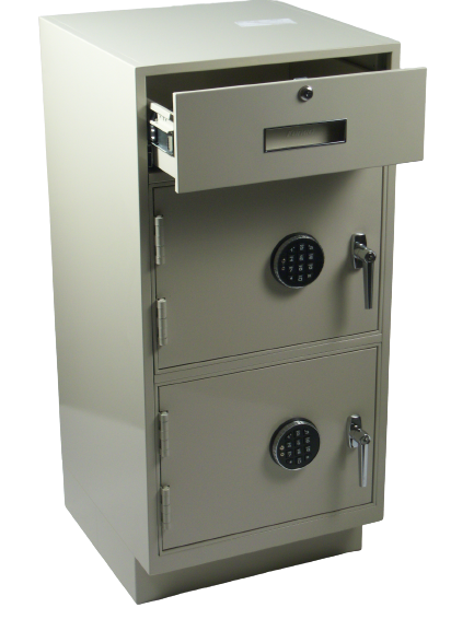 Fenco F-206 Pedestal Unit with 1 Locking Box Drawer and 2 Steel Plate Lockers Top Drawer Open