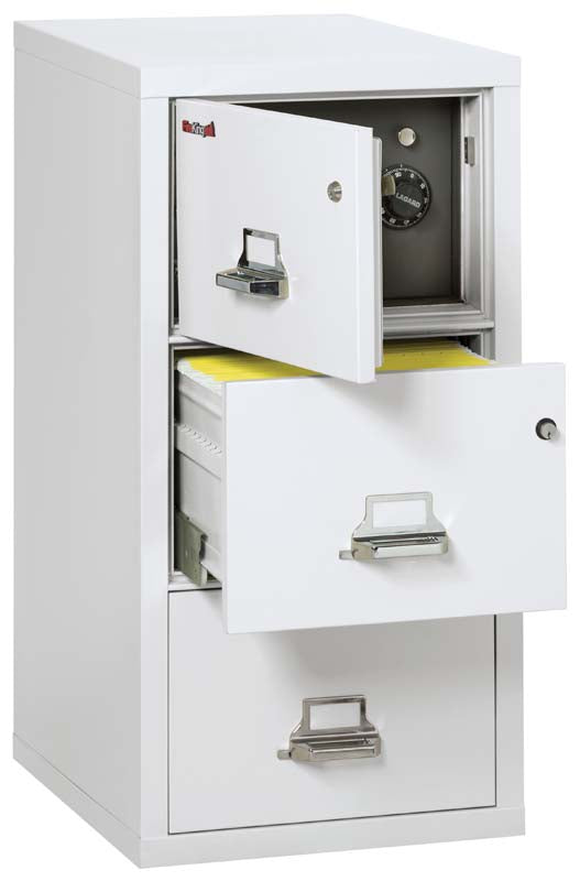 FireKing 3-2131-CSF 3 Drawer Legal Safe In A Fire File Cabinet Ivory White Top Door & Second Drawer Open