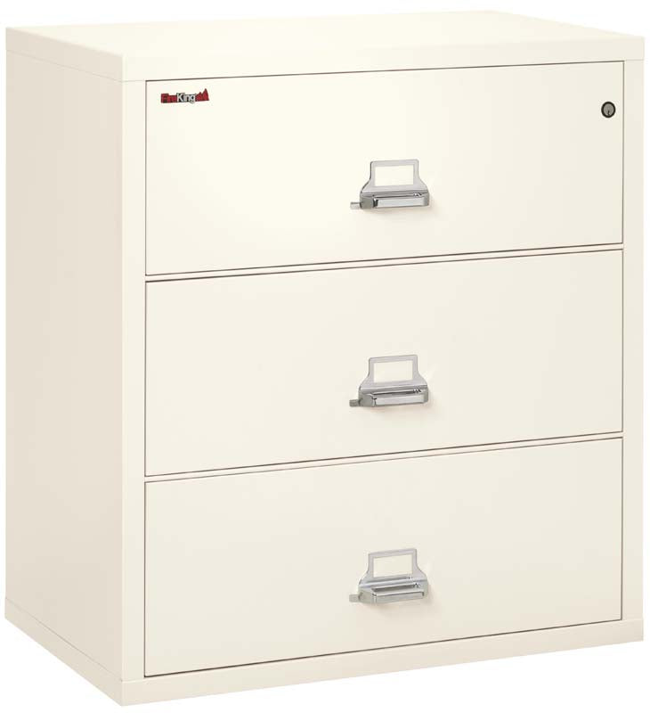 FireKing 3-3822-C Three Drawer 38&quot; W Lateral Fire File Cabinet Ivory White