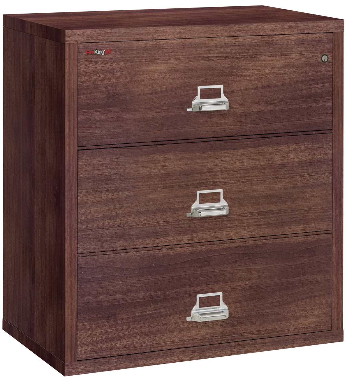 FireKing 3-3822-C Premium Designer Three Drawer 38&quot; W Lateral Fire File Cabinet Light Walnut