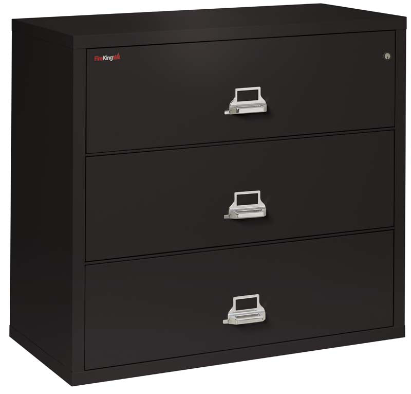 FireKing 3-4422-C Three Drawer 44&quot; W Lateral Fire File Cabinet Black