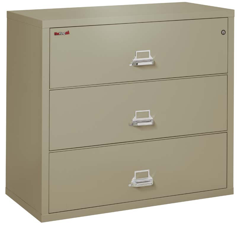 FireKing 3-4422-C Three Drawer 44&quot; W Lateral Fire File Cabinet Pewter