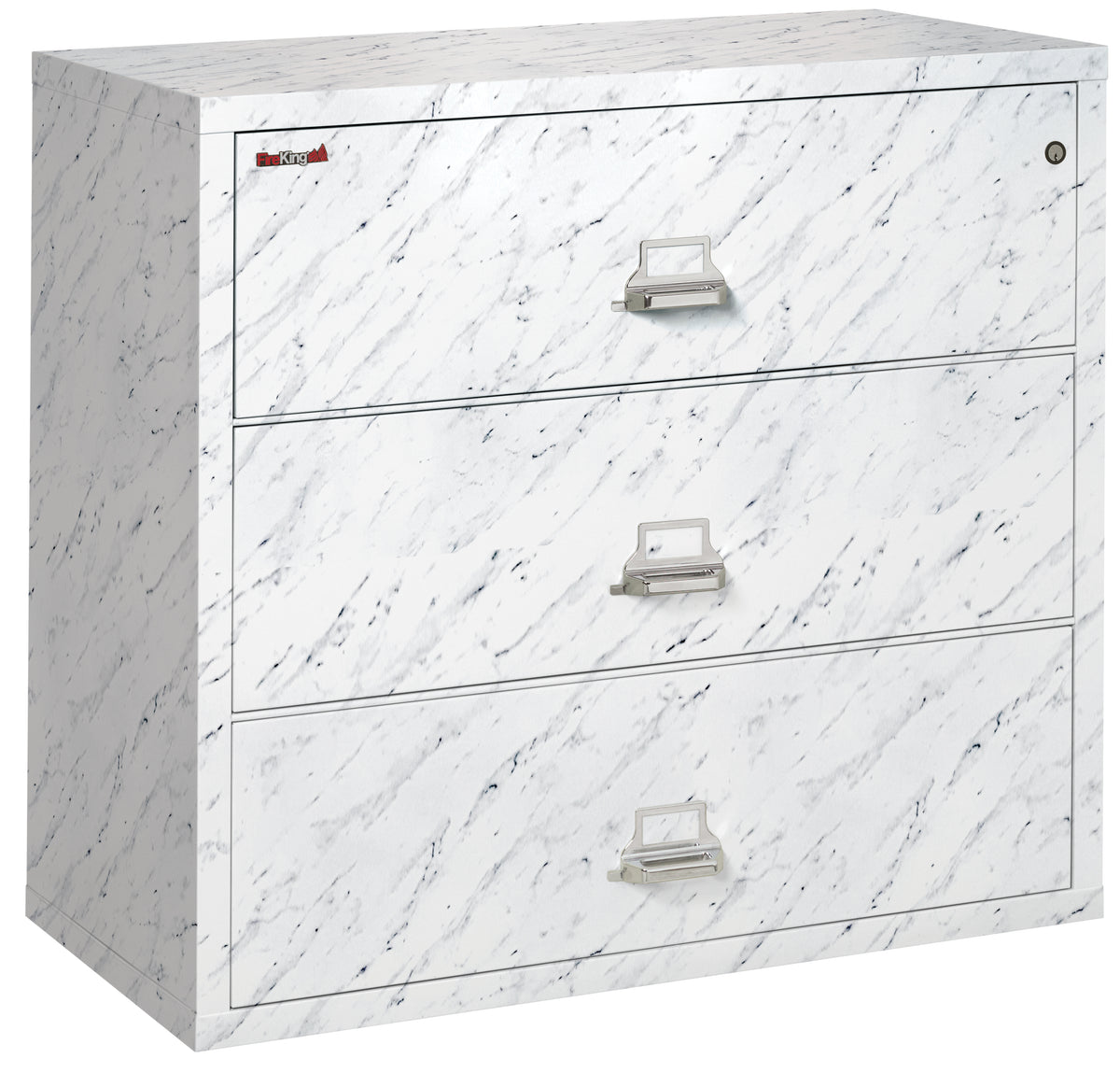 FireKing 3-4422-C Premium Designer Three Drawer 44&quot; W Lateral Fire File Cabinet Calcutta Marble