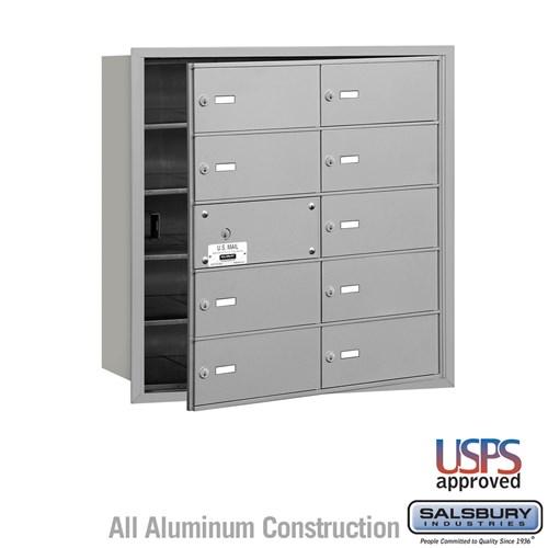 Salsbury 4B+ Horizontal Mailbox - 10 B Doors (9 usable) - Aluminum - Front Loading - USPS Access