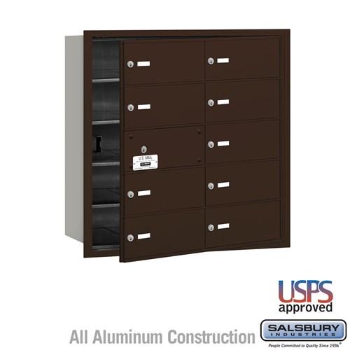 Salsbury 4B+ Horizontal Mailbox - 10 B Doors (9 usable) - Bronze - Front Loading - USPS Access