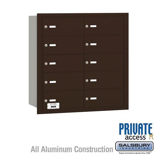 Salsbury 4B+ Horizontal Mailbox - 10 B Doors - Bronze - Rear Loading - Private Access