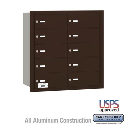 Salsbury 4B+ Horizontal Mailbox - 10 B Doors - Bronze - Rear Loading - USPS Access