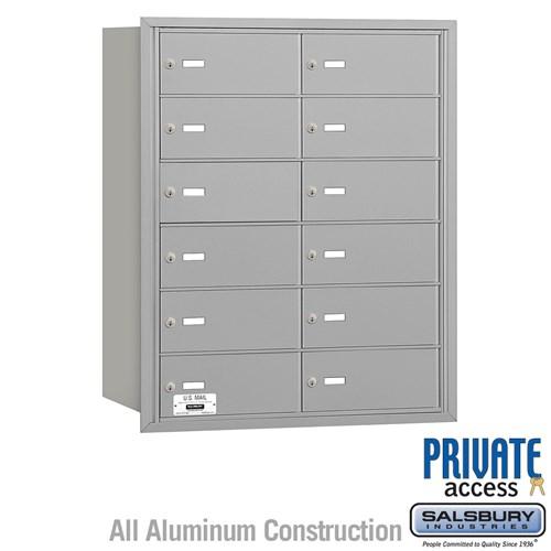 Salsbury 4B+ Horizontal Mailbox - 12 B Doors - Aluminum - Rear Loading - Private Access