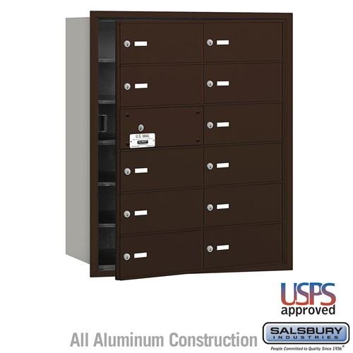 Salsbury 4B+ Horizontal Mailbox - 12 B Doors (11 usable) - Bronze - Front Loading - USPS Access