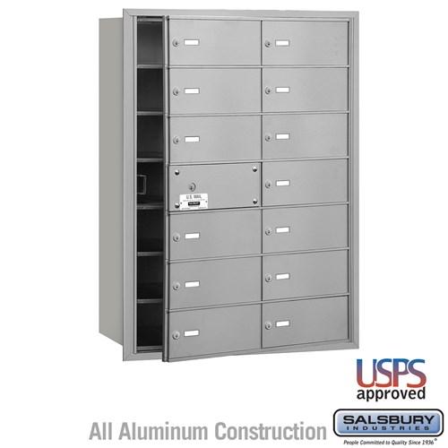 Salsbury 4B+ Horizontal Mailbox - 14 B Doors (13 usable) - Aluminum - Front Loading - USPS Access