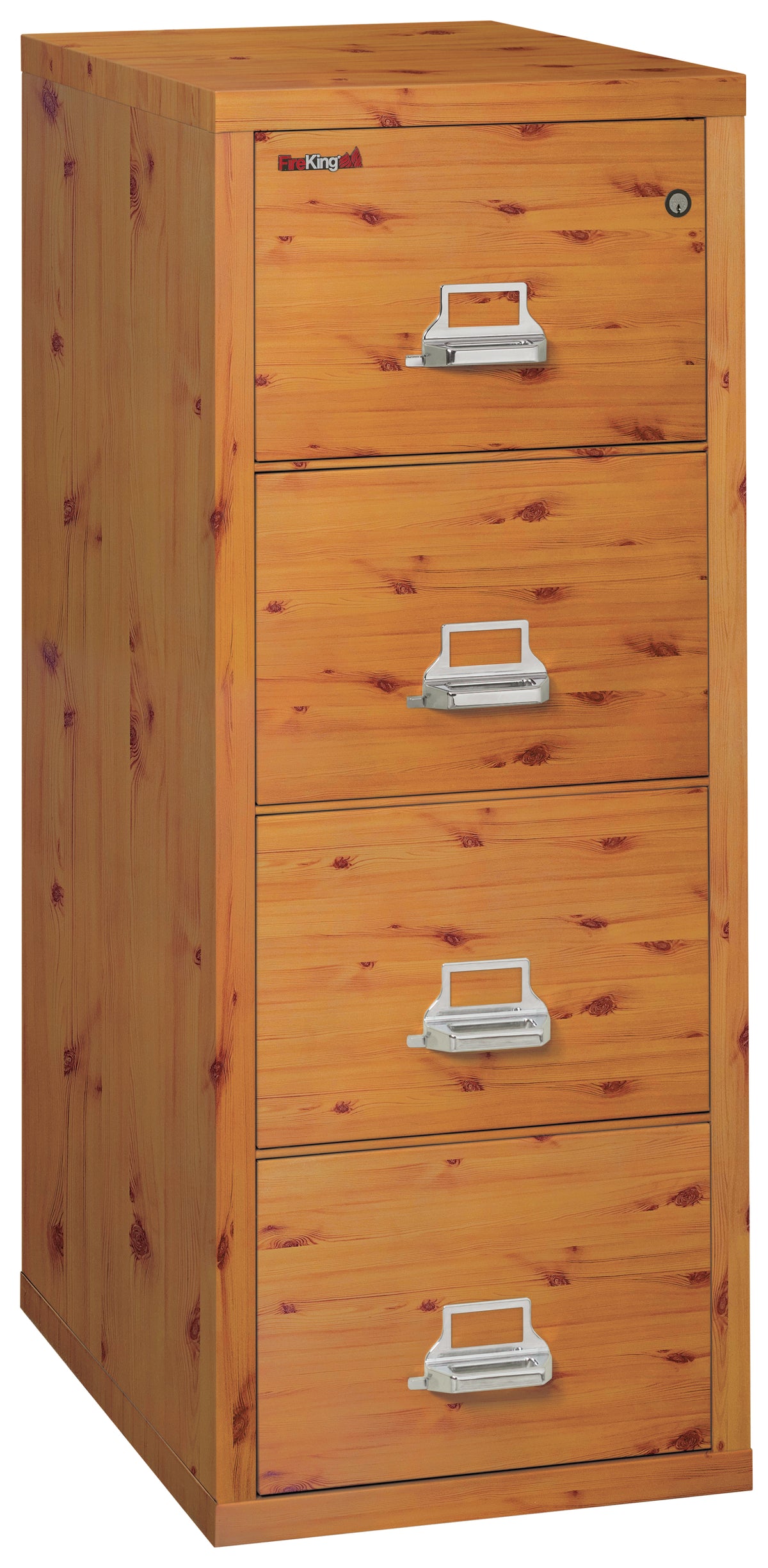FireKing 4-1825_Pine 4 Drawer File Cabinet with Silver Handles