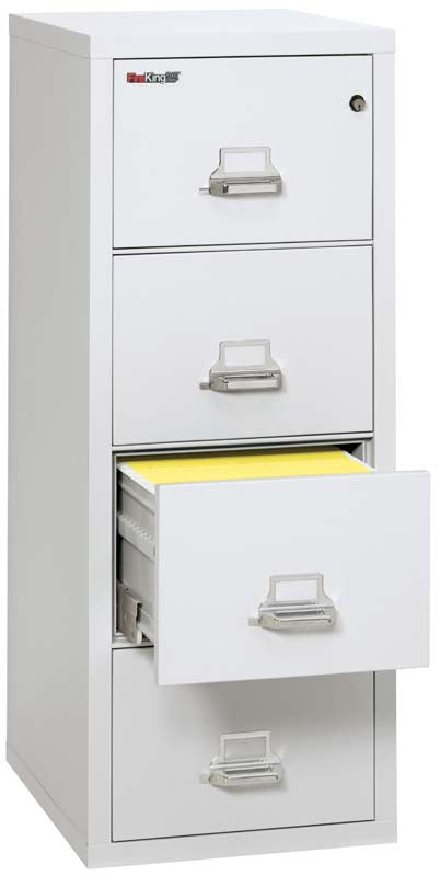 FireKing 4-2125-C Four Drawer Legal 25" D Fire File Cabinet Arctic White