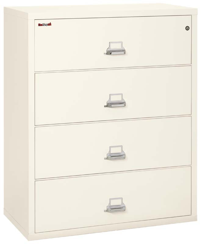 FireKing 4-4422-C Four Drawer 44&quot; W Lateral Fire File Cabinet Ivory White