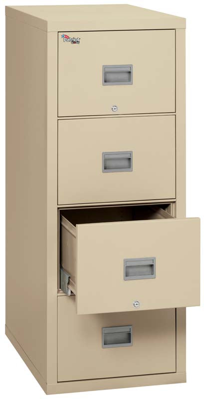 FireKing 4P1825-C 4 Drawer Patriot Vertical File Cabinet Parchment Third Drawer Open
