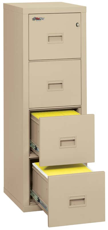 FireKing 4R1822-C Four Drawer Parchment Bottom Drawers Open Full