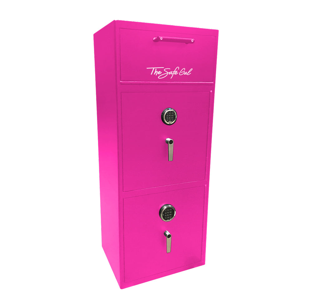 The Safe Gal 20x24x60 Cash Drop Depository Safe Pull Down Drawer Hot Pink
