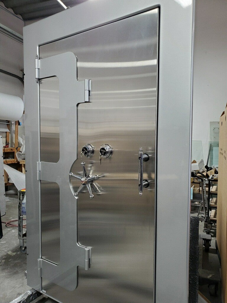 Fort Knox Executive 8248 Outswing Vault Door in Stainless Steel with Crane Hinge Angle