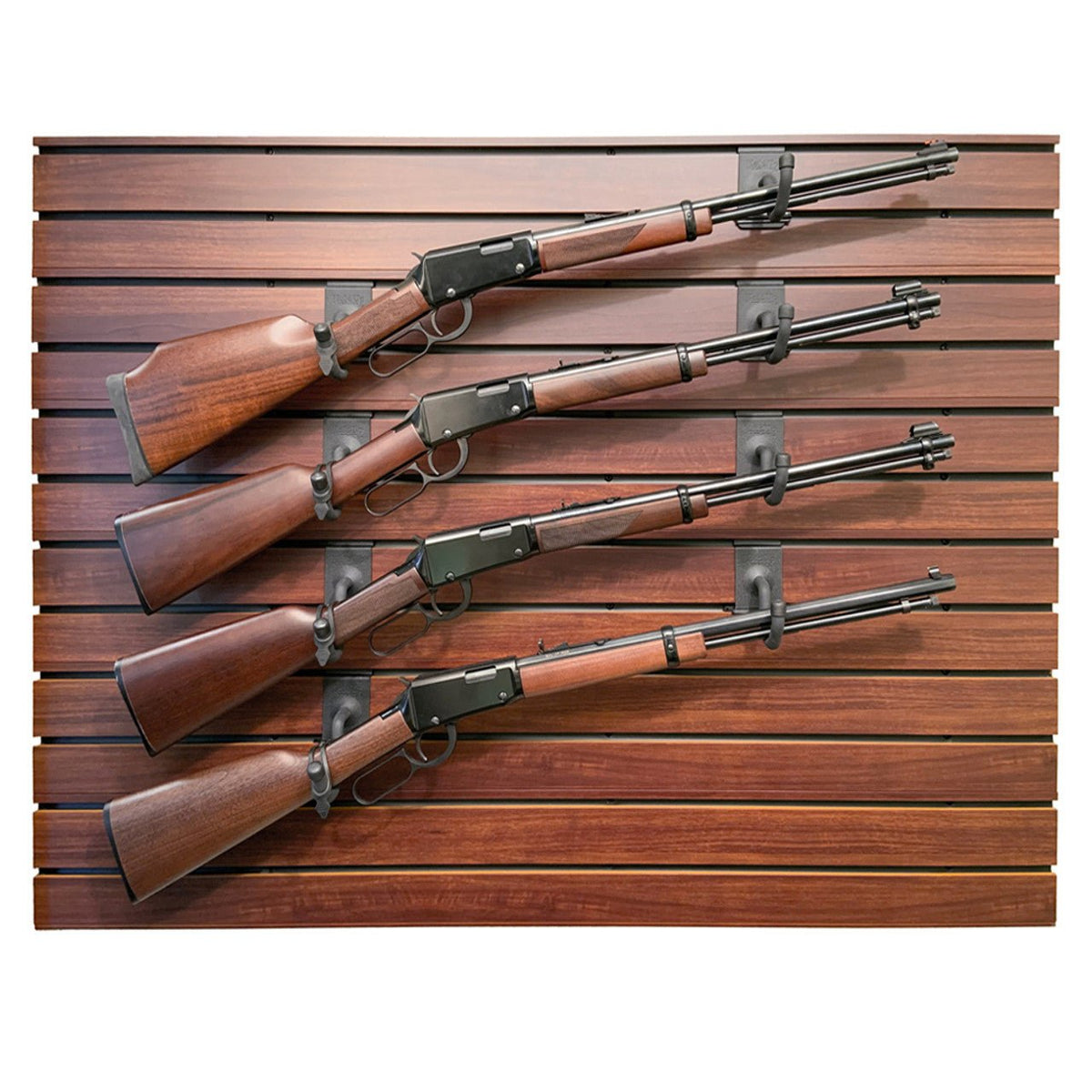 Best Rifle Display Hold Up Displays Four Rifle Wall Display Walnut HD101-BW - Safe and ...