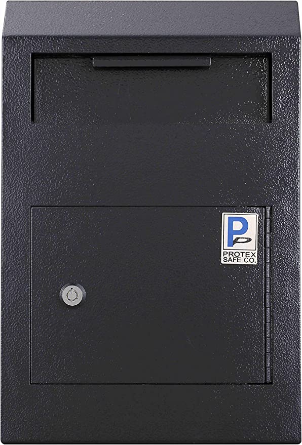 Protex WDS-150 Wall Mount Locking Payment Drop Box Black Front View