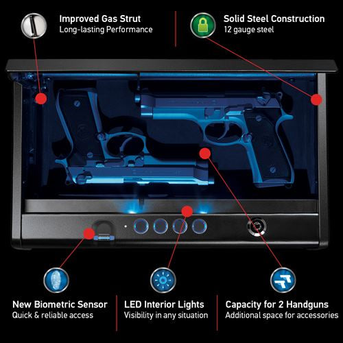 SentrySafe QAP2BLX Quick Access Biometric Pistol Safe with Interior Light