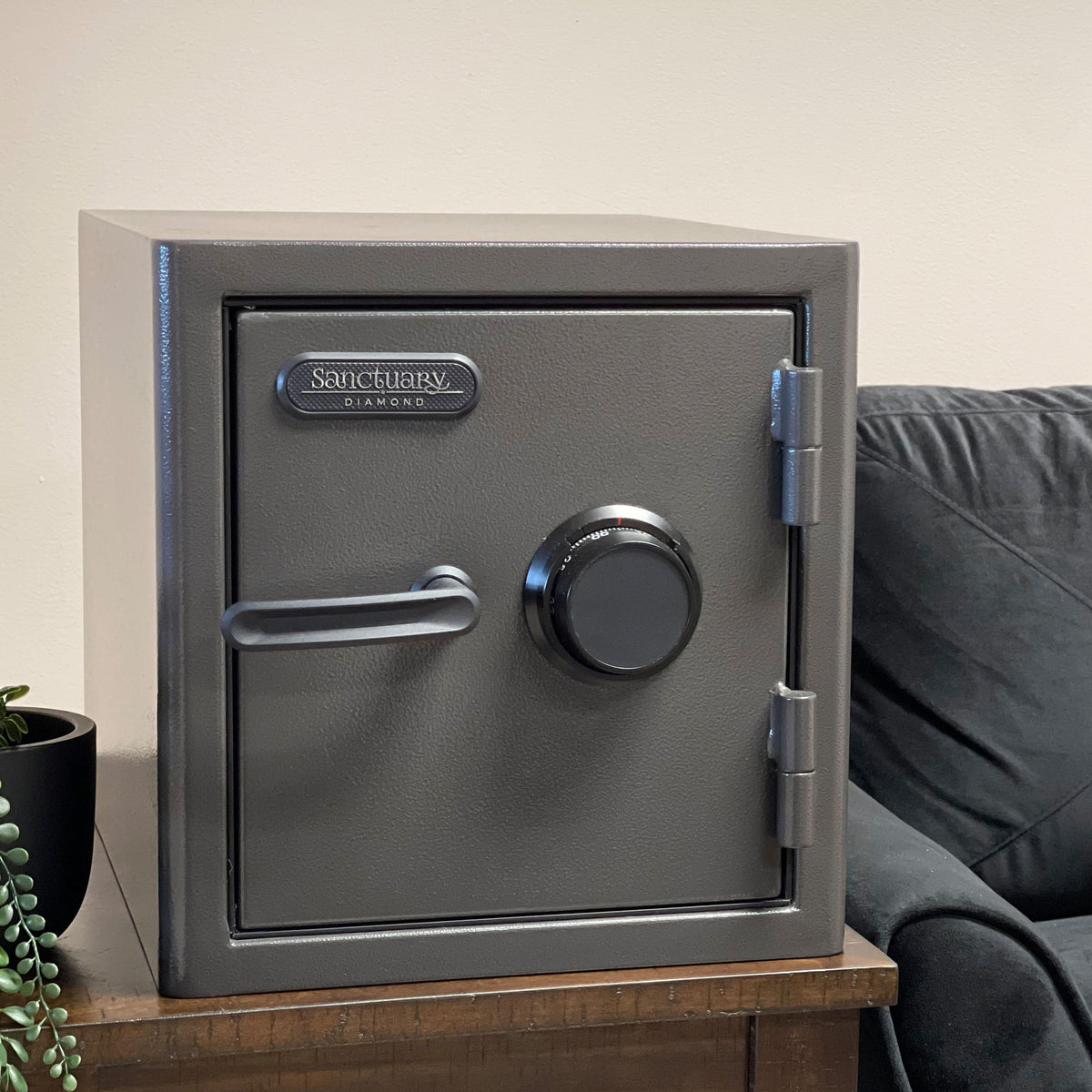 Sports Afield SA-DIA2-COM Sanctuary Diamond Series Home &amp; Office Safe with Combo Lock On a Table