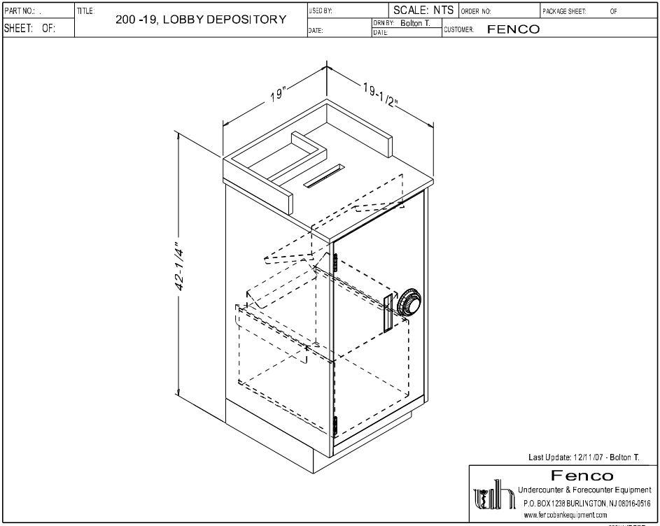 Fenco F-200 Lobby Depository Unit with Locking Cupboard Door Drawing