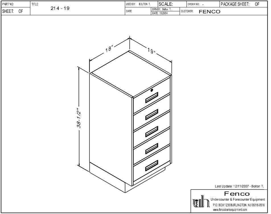 Fenco F-214 Pedestal Unit with 5 Box Drawers (Top Locking Drawer)